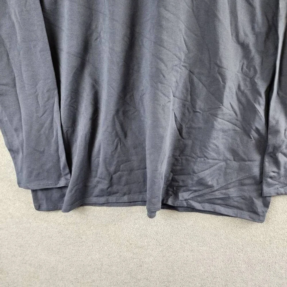 Eileen Fisher Cotton High Crewneck Boxy Top Women's Large Ocean Long Sleeve